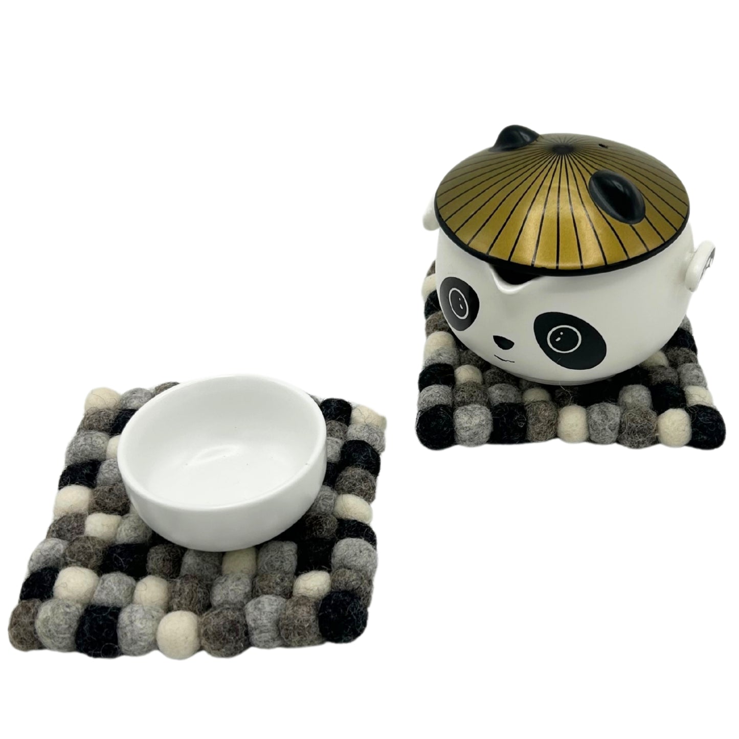Posavasos cuadrados de fieltro de 10 cm, color gris multicolor (juego de 4)