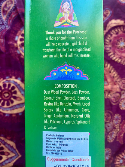 INCIENSO SREE VANI JASMINE