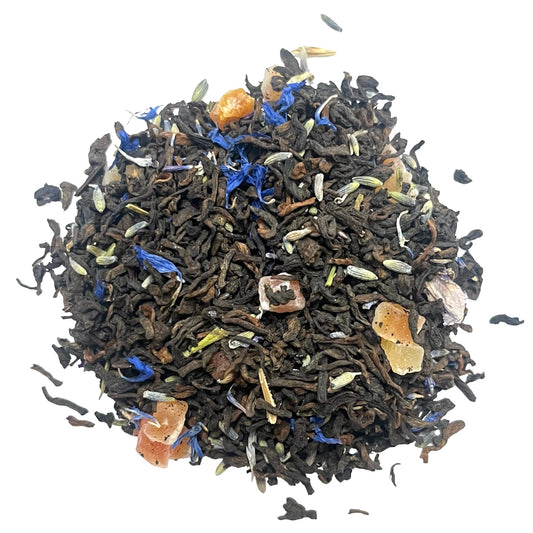 TÉ ROJO FLORES AZULES