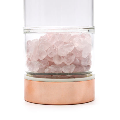 Botella de cristal para te - oro rosa - Cuarzo rosa
