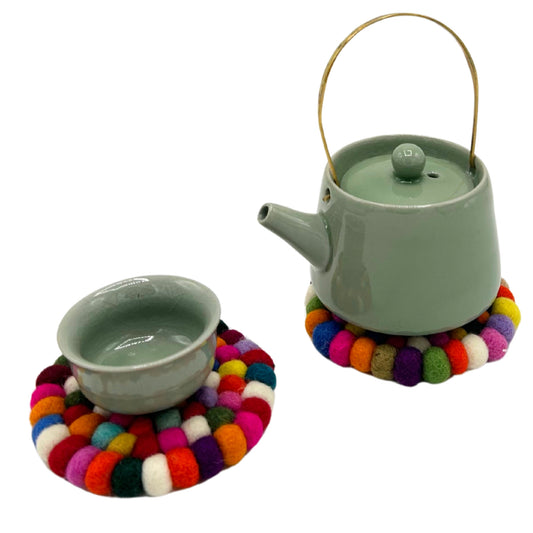 Posavasos redondos de fieltro de 10 cm, multicolor (juego de 4)