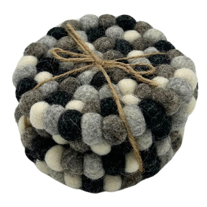 Posavasos redondos de fieltro de 10 cm, color gris multicolor (juego de 4)