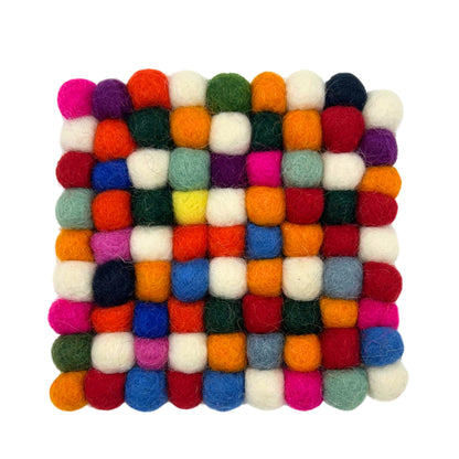 Posavasos cuadrados de fieltro de 10 cm, color gris multicolor (juego de 4)