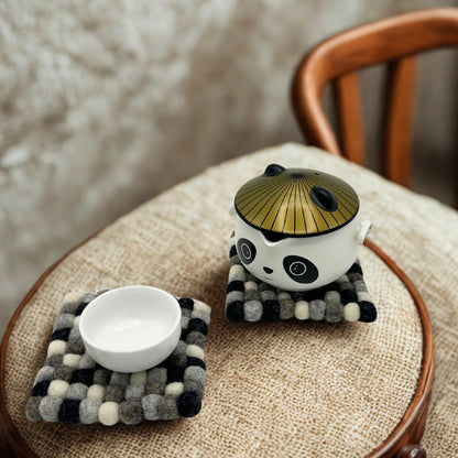 Posavasos cuadrados de fieltro de 10 cm, color gris multicolor (juego de 4)