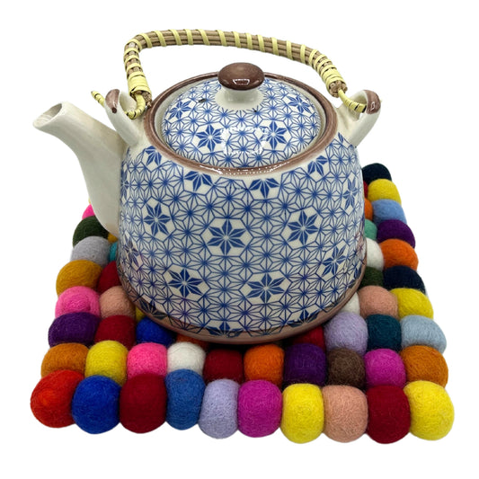 Mantel individual cuadrado de bolas de fieltro - 20 cm multicolor