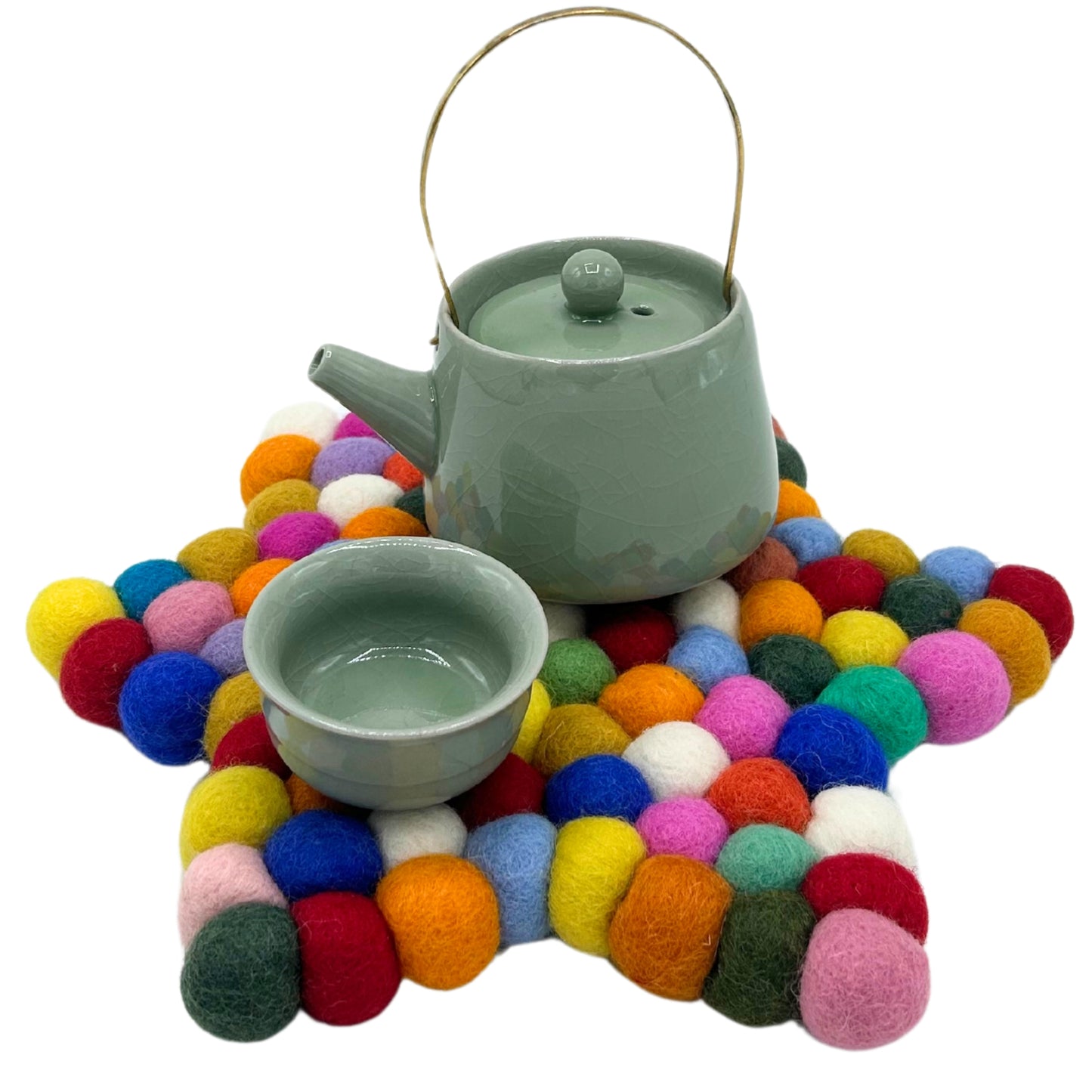 Tapete central de estrella de fieltro - 38 x 18 cm, multicolor