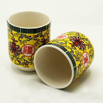 6x Tazas de te - Diseño oriental larga vida